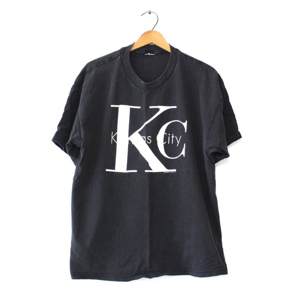 Vintage 90s Kansas City Missouri Black T Shirt Mens XL Travel Souvenir